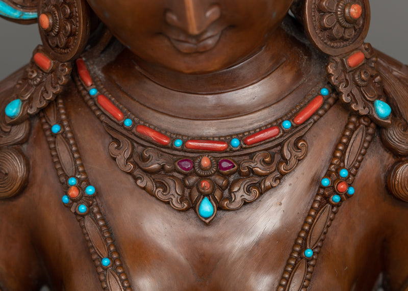 Buddhist Compassionate Goddess Green Tara Statue | Divine Feminine Artwork