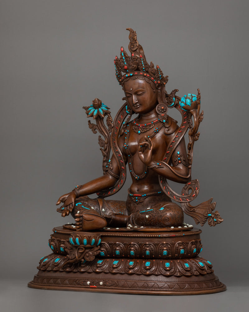 Buddhist Compassionate Goddess Green Tara Statue | Divine Feminine Artwork