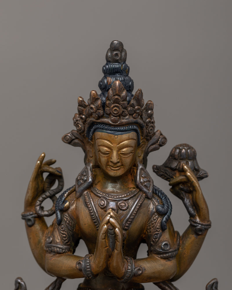 Traditional Chenrezig Buddhist Compassionate Deity Statue | Bodhisattva of Boundless Compassion