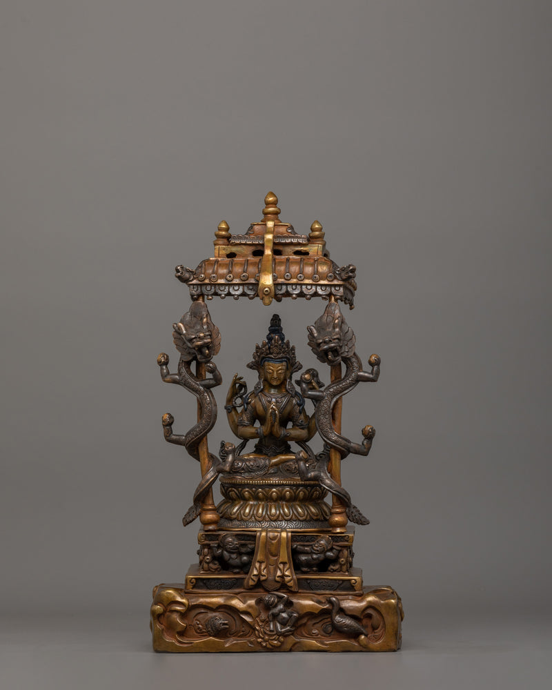 Traditional Chenrezig Buddhist Compassionate Deity Statue | Bodhisattva of Boundless Compassion