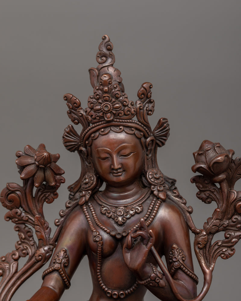 Hand-made Jetsun Dolma Deity Figurine | Tibetan Green Tara Goddess