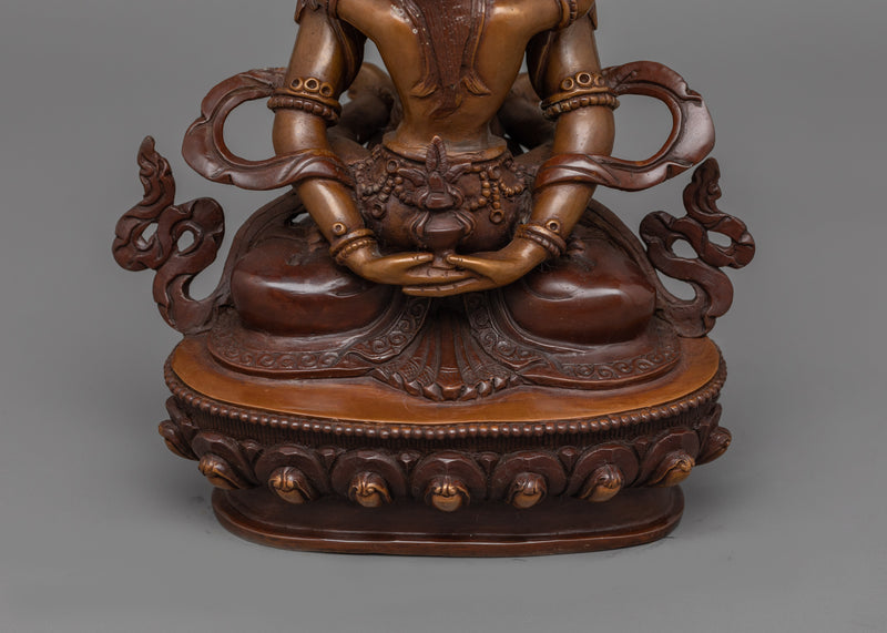 Statue of Oxidized Amitayus with Consort | Sacred Symbol of Longevity and Enlightenment