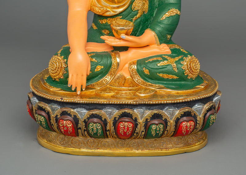 Yellow Body Shakyamuni Buddha Statue | Traditional Himalayan Art