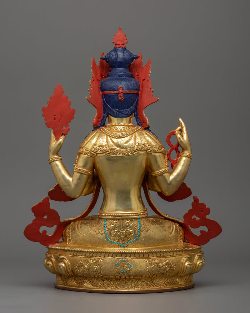 Bodhisattva Chenrezig Four Armed Compassion Deity | Traditional Himalayan Artwork