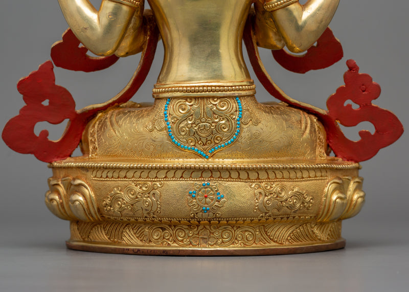 Bodhisattva Chenrezig Four Armed Compassion Deity | Traditional Himalayan Artwork