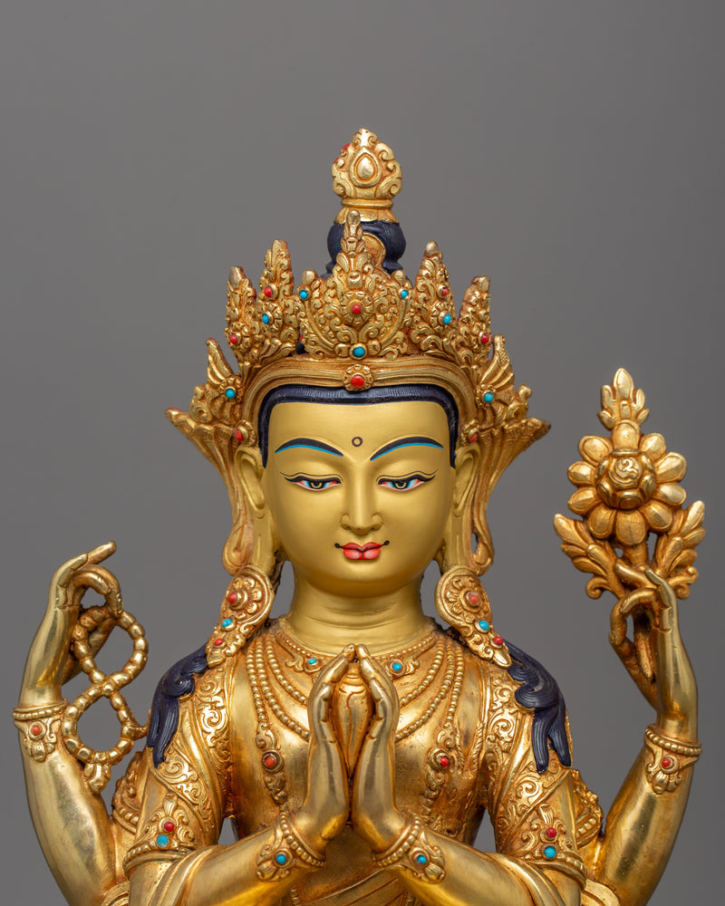 Bodhisattva Avalokiteshvara "Chenresig" Figurine | Four Armed Sculpture