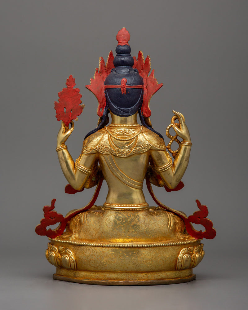 Bodhisattva Avalokiteshvara "Chenresig" Figurine | Four Armed Sculpture