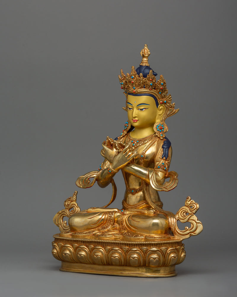 Buddhist Tibetan Dorje Chang Figurine | 24K Gold Gilded Vajradhara Statue