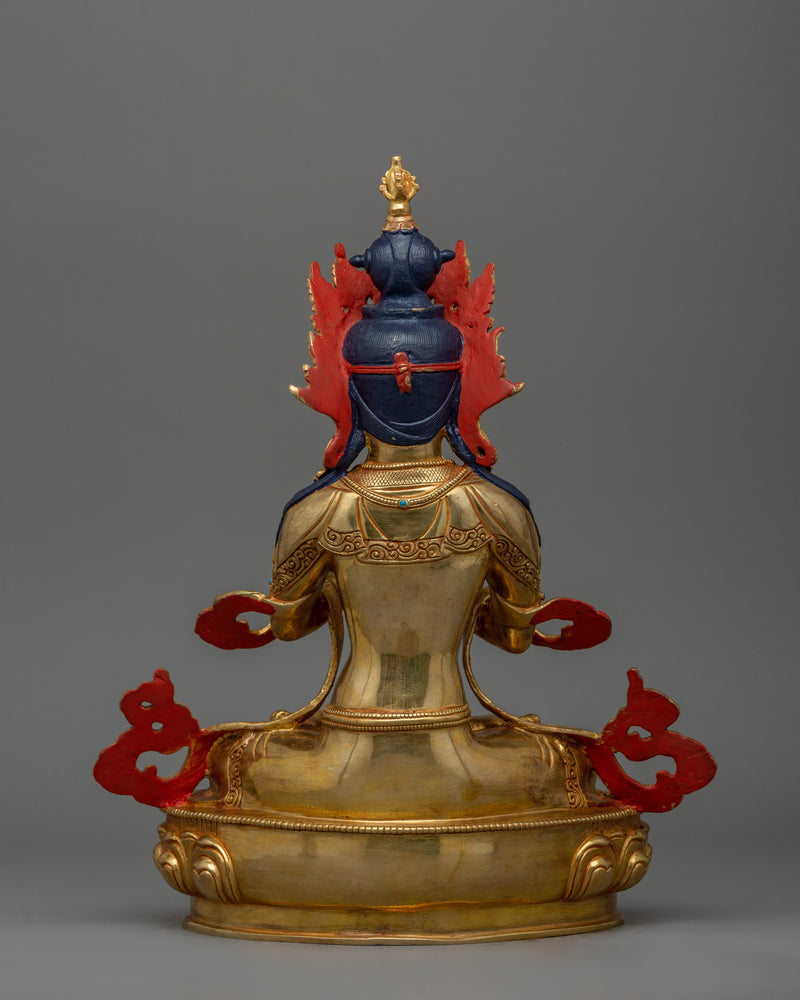 Buddhist Tibetan Dorje Chang Figurine | 24K Gold Gilded Vajradhara Statue