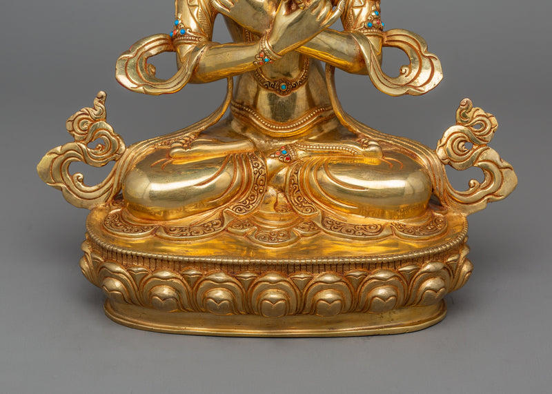 Buddhist Tibetan Dorje Chang Figurine | 24K Gold Gilded Vajradhara Statue