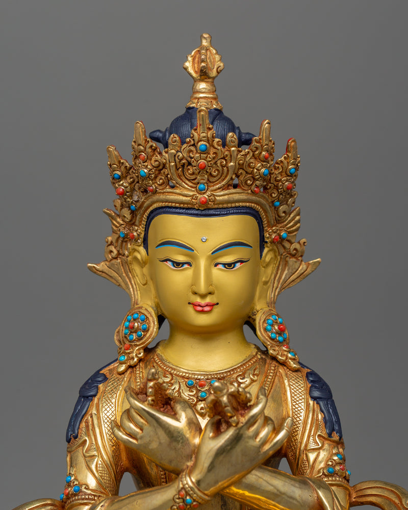 Buddhist Tibetan Dorje Chang Figurine | 24K Gold Gilded Vajradhara Statue