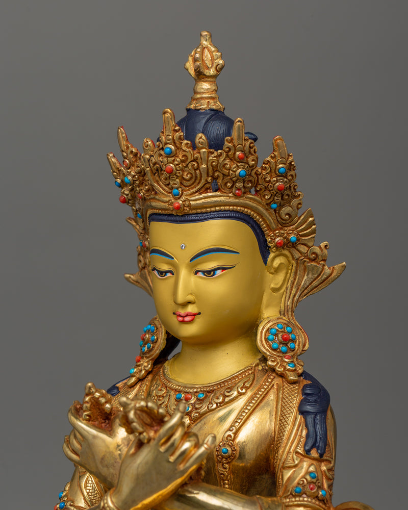 Buddhist Tibetan Dorje Chang Figurine | 24K Gold Gilded Vajradhara Statue