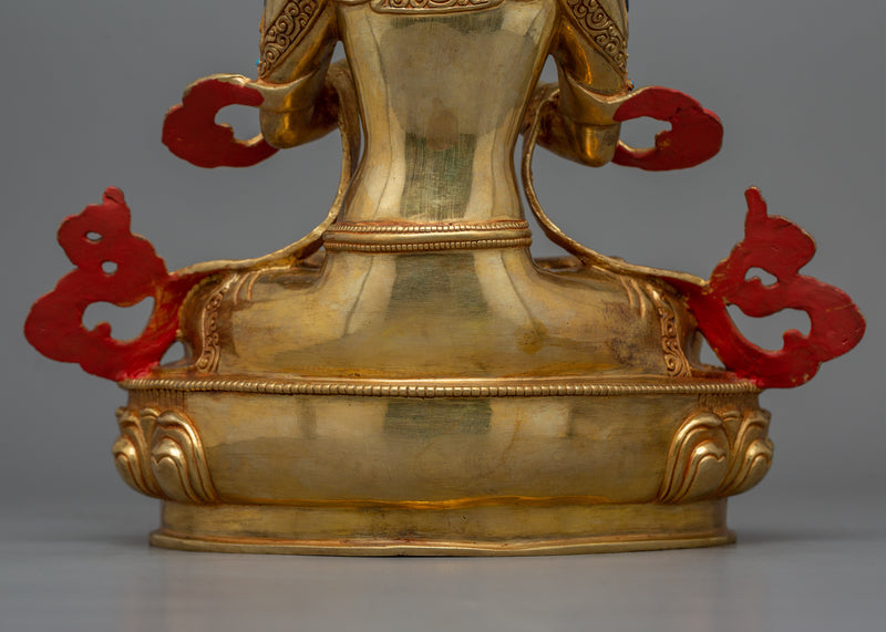 Buddhist Tibetan Dorje Chang Figurine | 24K Gold Gilded Vajradhara Statue