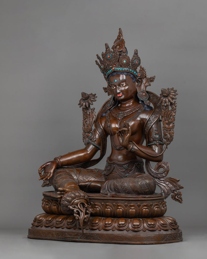 Female Bodhisattva Green Tara Figurine | Himalayan Goddess Shyamatara