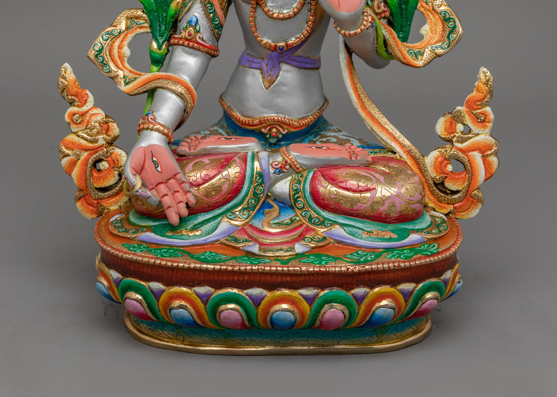 Tebitan Seven-Eyes Deity White Tara Figurine | Female Bodhisattvas in Tibetan Buddhism