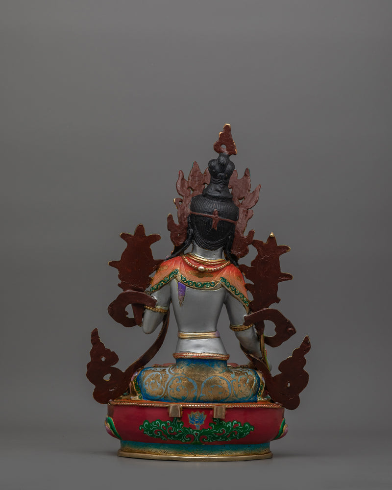 Tebitan Seven-Eyes Deity White Tara Figurine | Female Bodhisattvas in Tibetan Buddhism