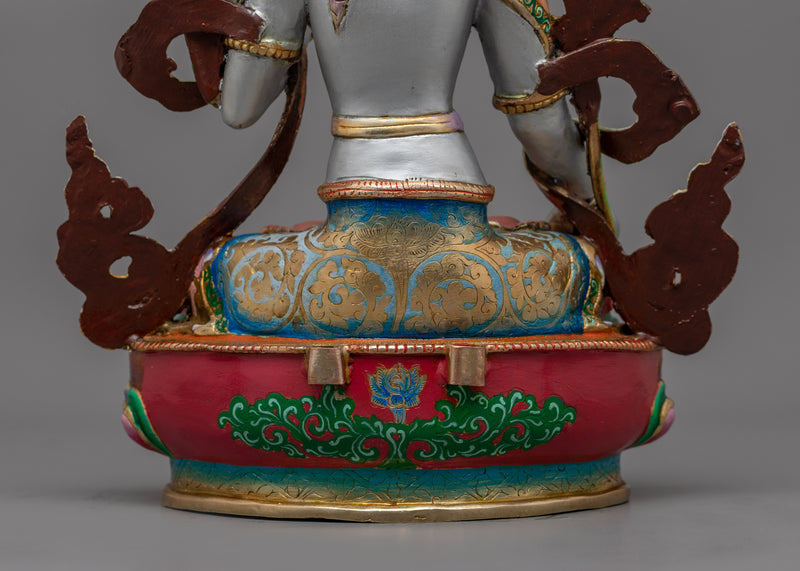 Tebitan Seven-Eyes Deity White Tara Figurine | Female Bodhisattvas in Tibetan Buddhism