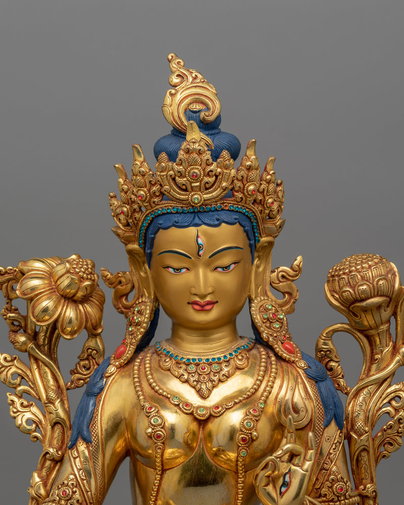 Female Buddhist Goddess White Tara Statue | Healing and Long Life Deity