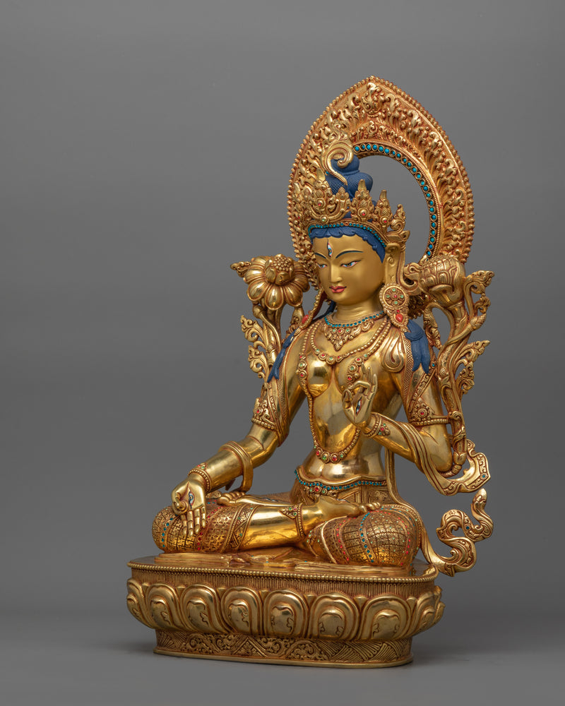 Female Buddhist Goddess White Tara Statue | Healing and Long Life Deity