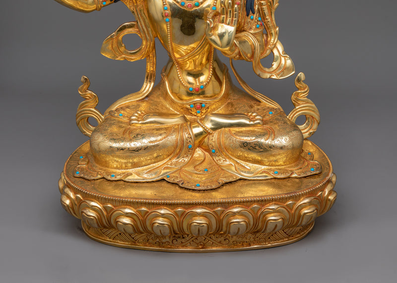 Sacred Bodhisattva of Wisdom Manjughosa Statue | Embodiment of Knowledge