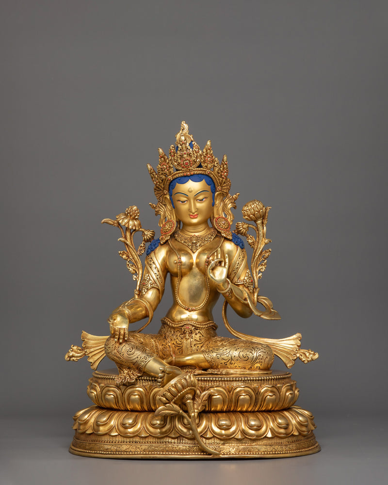 Handmade Green Tara The Female Bodhisattva Statue | Goddess of Compassion, Protection