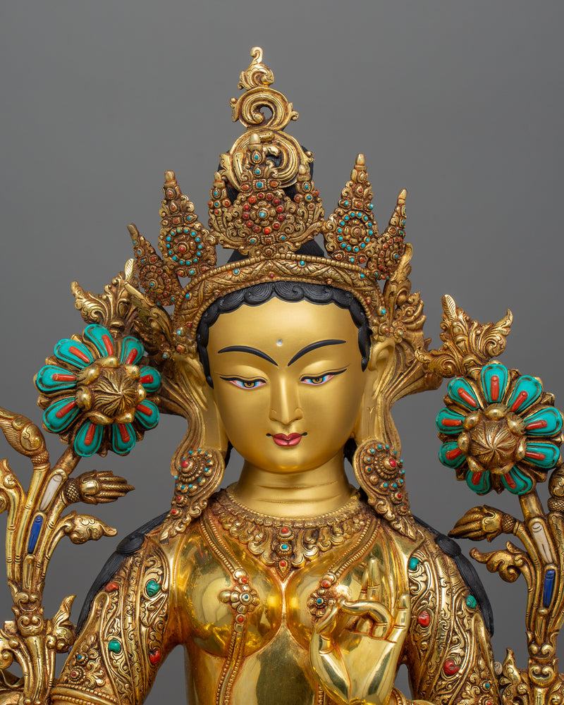 Buddhist Goddess Shyamatara Figurine | Himalayan Tibetan Art