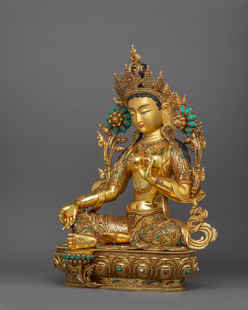 Buddhist Goddess Shyamatara Figurine | Himalayan Tibetan Art