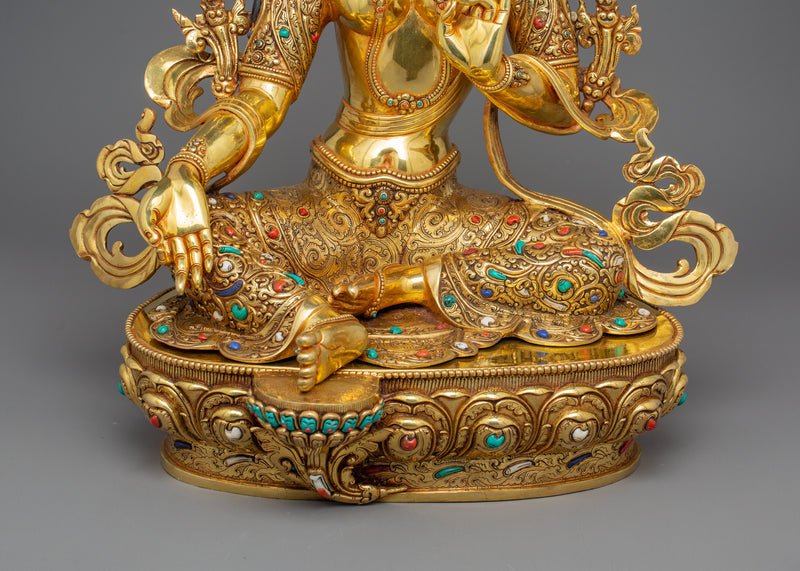 Buddhist Goddess Shyamatara Figurine | Himalayan Tibetan Art