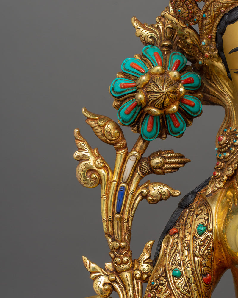 Buddhist Goddess Shyamatara Figurine | Himalayan Tibetan Art