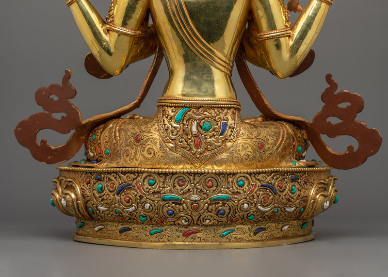 Bodhisattva Avalokiteshvara "Chenresig" Sculpture | Four Armed Figurine