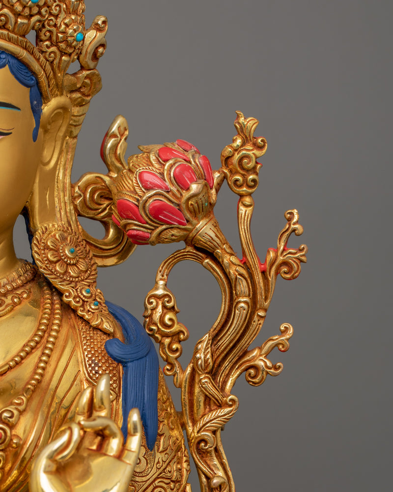 Tibetan Statue of Syamatara Goddess Figurine | Green Tara Sculpture