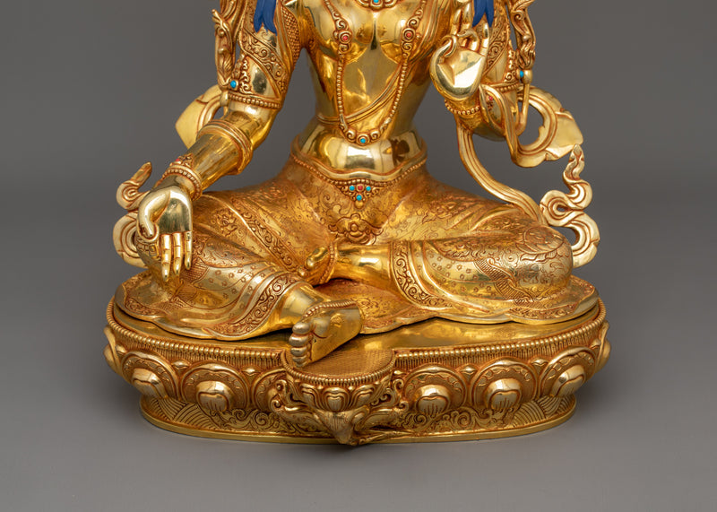 Tibetan Statue of Syamatara Goddess Figurine | Green Tara Sculpture