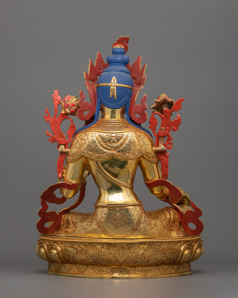 Tibetan Statue of Syamatara Goddess Figurine | Green Tara Sculpture