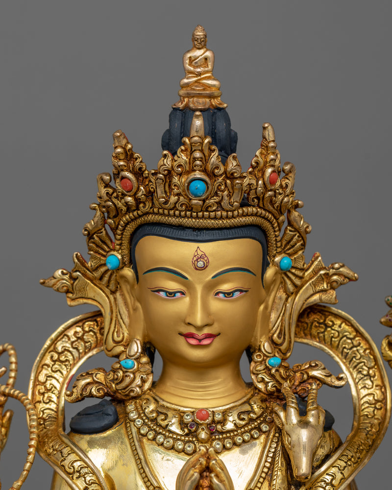 Bodhisattva Chenrezig 14.8 Inches Statue | Four Armed Avalokiteshvara Sculpture