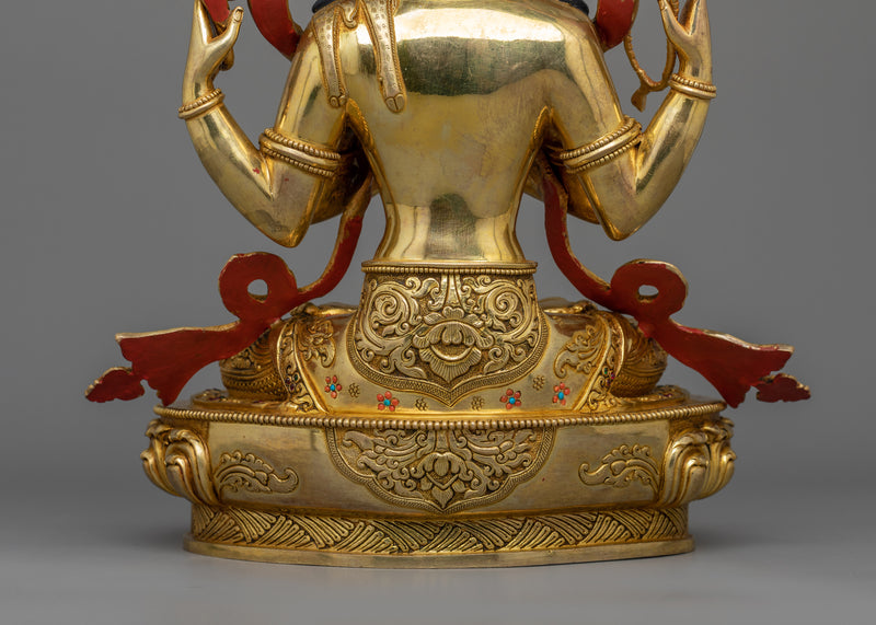 Bodhisattva Chenrezig 14.8 Inches Statue | Four Armed Avalokiteshvara Sculpture