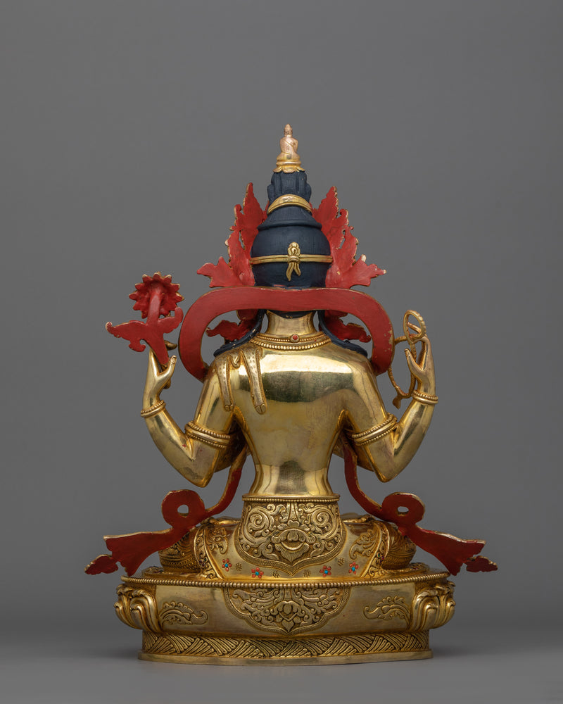 Bodhisattva Chenrezig 14.8 Inches Statue | Four Armed Avalokiteshvara Sculpture