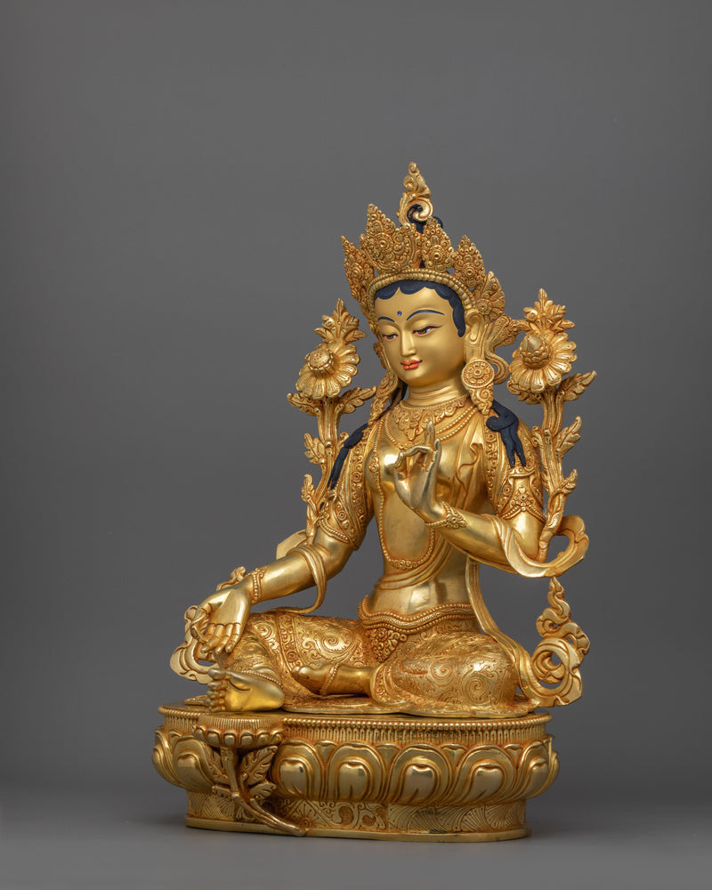 Compassionate Protector Shyamatara Statue | Female Bodhisattva Sculpture