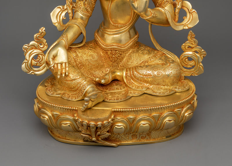 Compassionate Protector Shyamatara Statue | Female Bodhisattva Sculpture