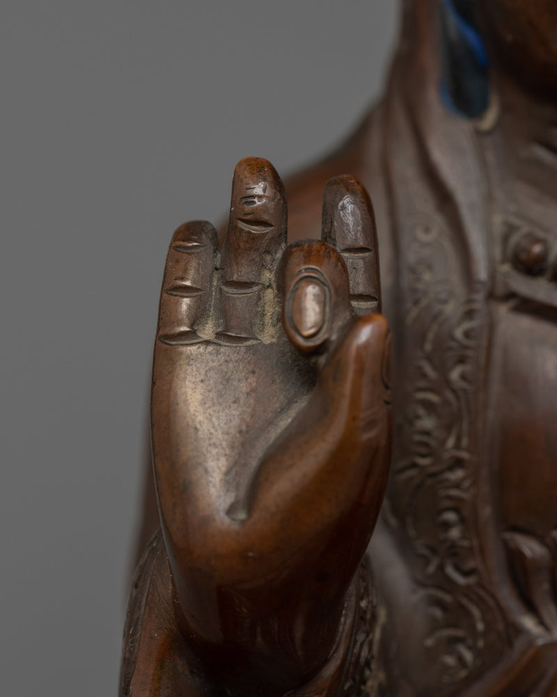 Buddhist Statue of Guanyin | Oxidized Copper Statue For Meditation