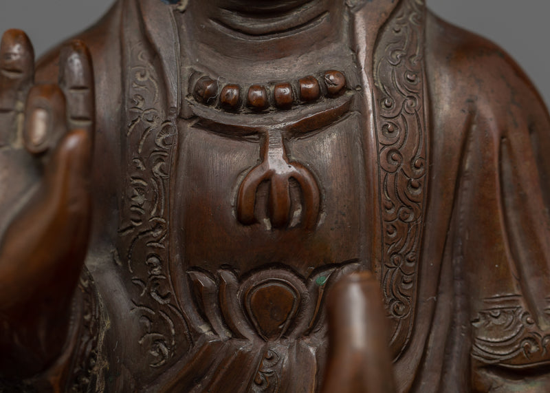 Buddhist Statue of Guanyin | Oxidized Copper Statue For Meditation