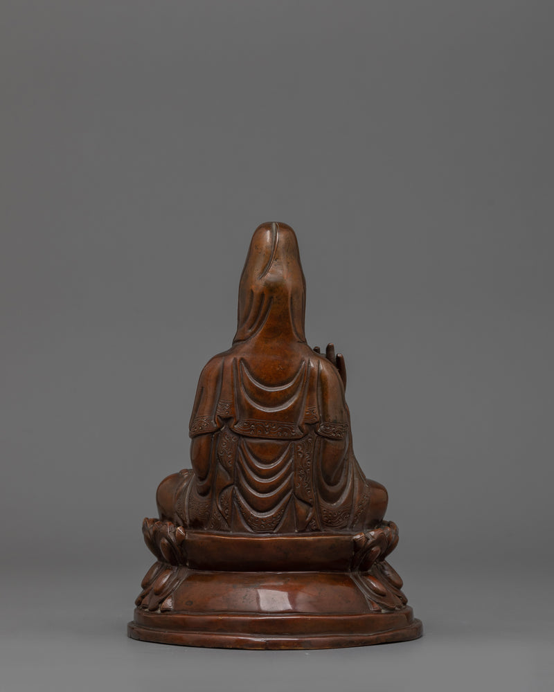 Buddhist Statue of Guanyin | Oxidized Copper Statue For Meditation