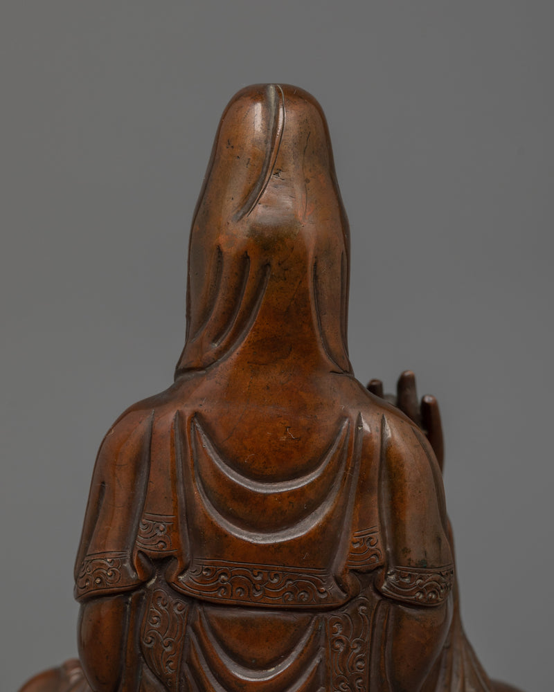 Buddhist Statue of Guanyin | Oxidized Copper Statue For Meditation