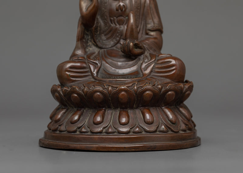 Buddhist Statue of Guanyin | Oxidized Copper Statue For Meditation