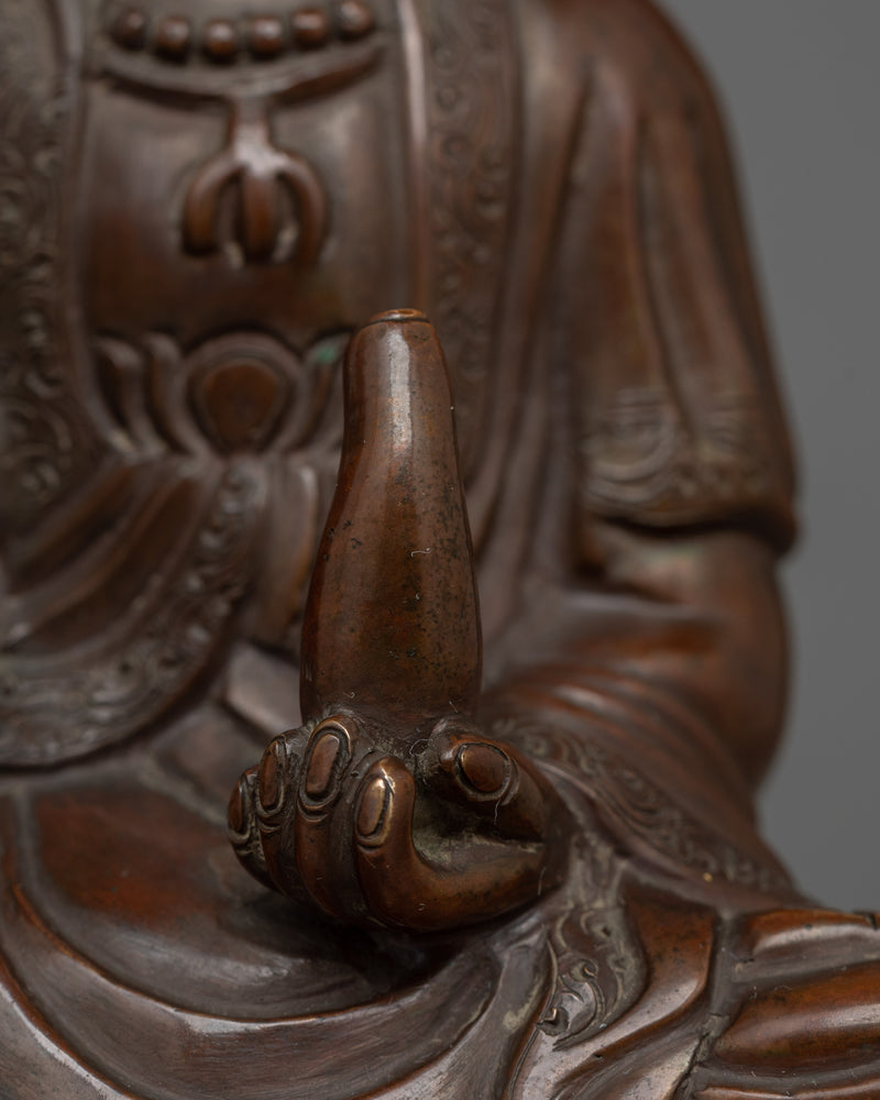 Buddhist Statue of Guanyin | Oxidized Copper Statue For Meditation