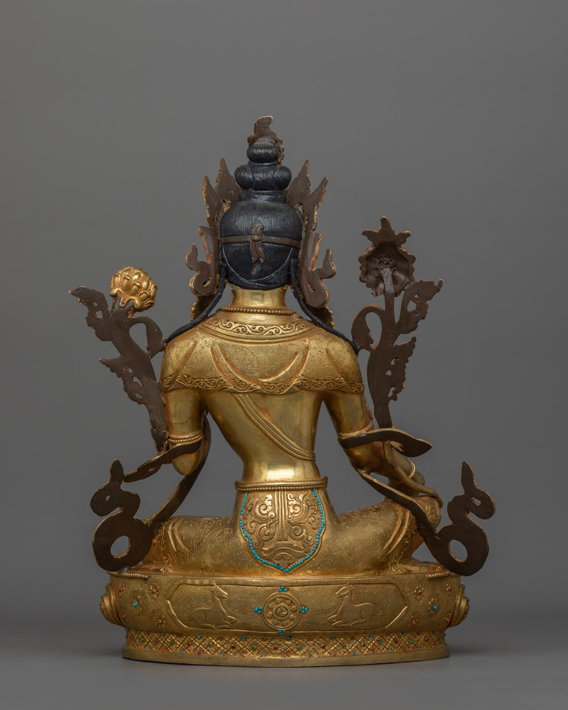 Green Tara Compassionate Buddhist Deity Statue | Buddhist Art for Spiritual Growth