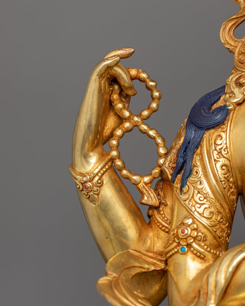 Four Armed Handcrafted Chenrezig Statue | Bodhisattva Deity of Compassion