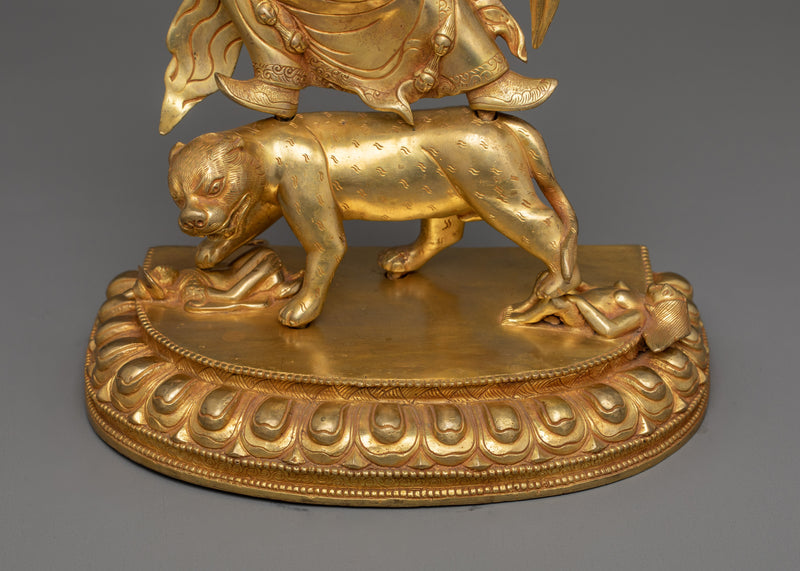 Guru Dorje Drollo Sculpture |  24K Gold Gilded Tibetan Protector