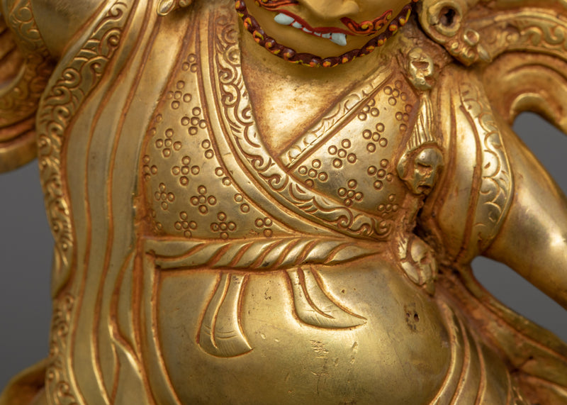 Guru Dorje Drollo Sculpture |  24K Gold Gilded Tibetan Protector