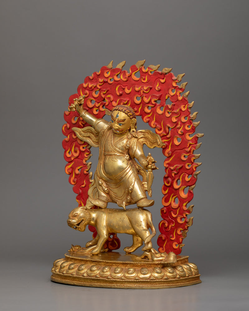 Guru Dorje Drollo Sculpture |  24K Gold Gilded Tibetan Protector