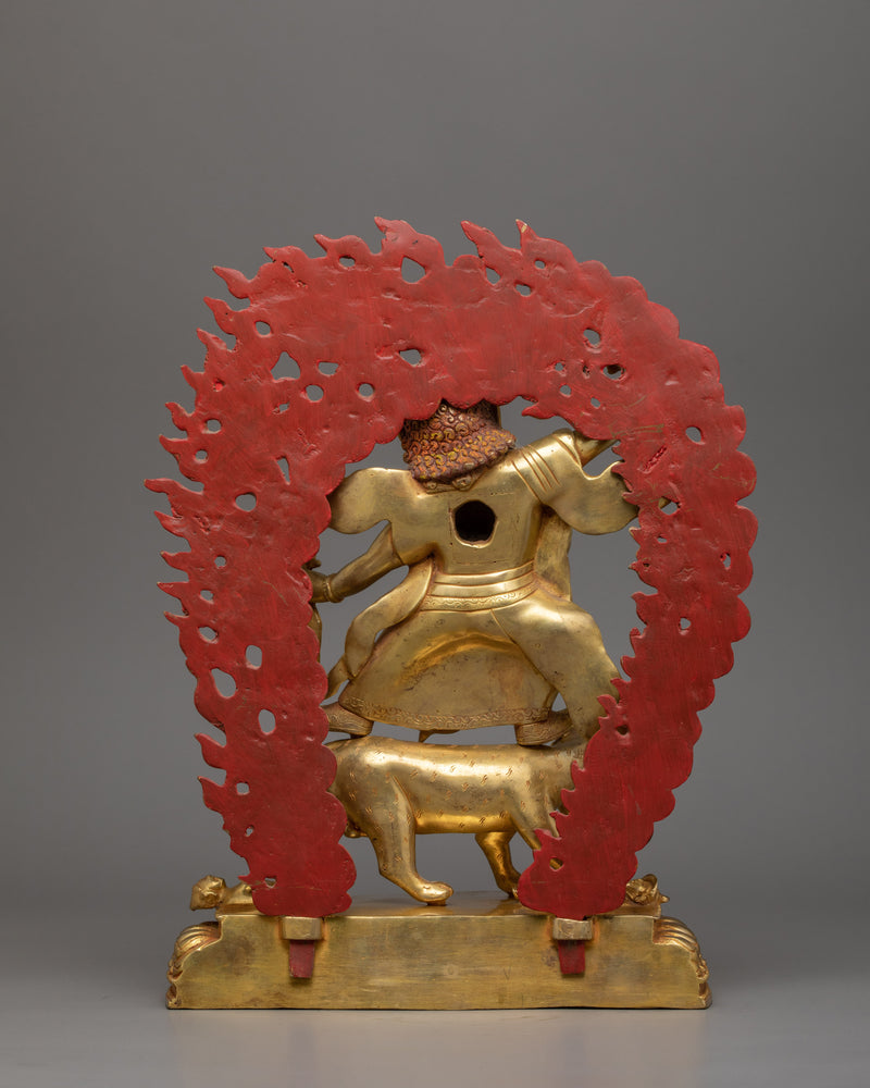 Guru Dorje Drollo Sculpture |  24K Gold Gilded Tibetan Protector